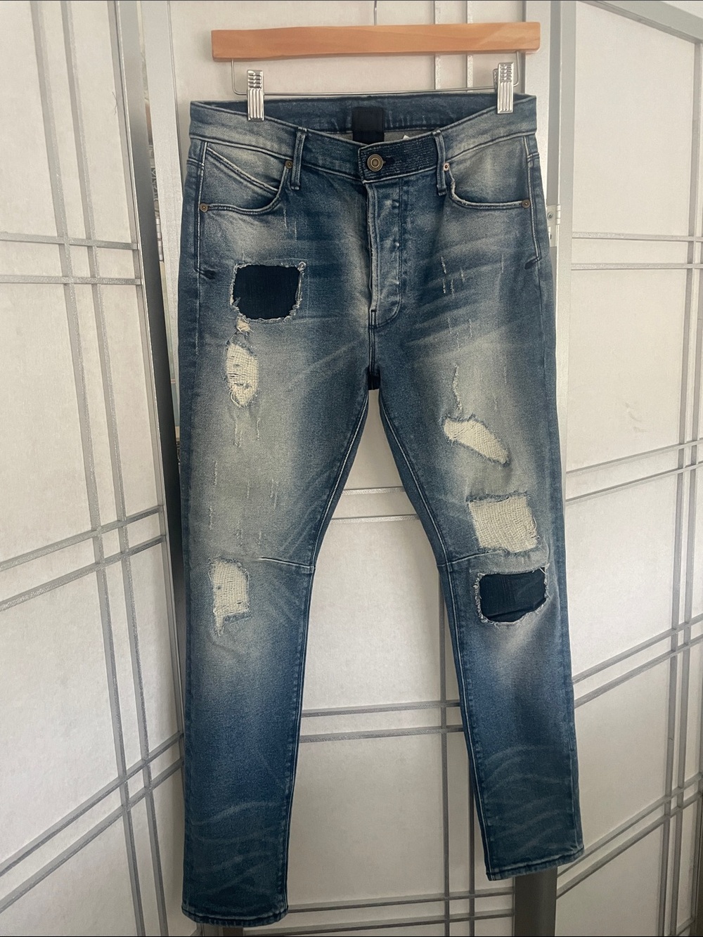 RTA Blue Repair Distressed Jeans Size 28 NWT $288